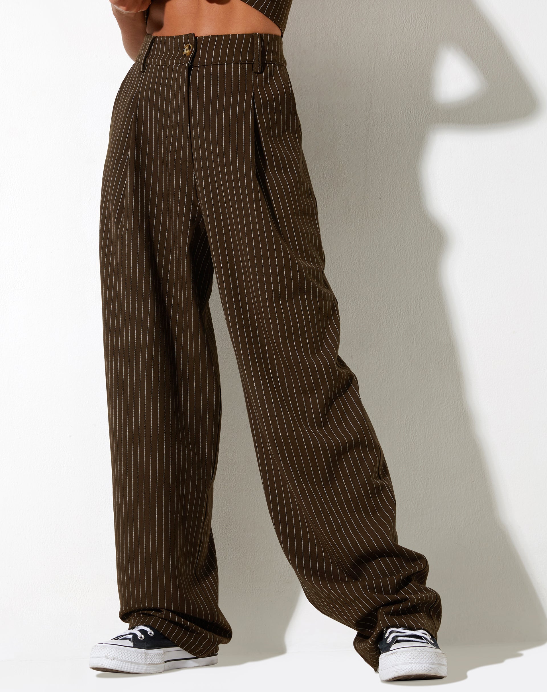 STRIPE FLARE SLACKS【BEIGE】 | SHIKITARI