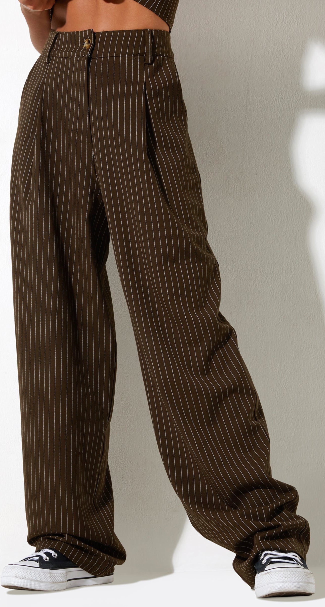 Wide Leg Brown Pinstripe Trouser Sakila — free download