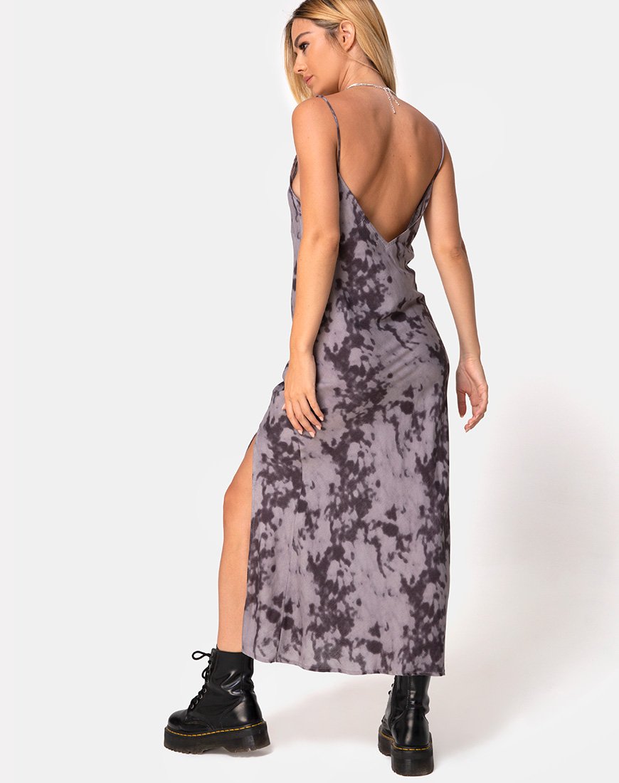 grey tie dye maxi dress Leia Kaftan Dress in Black Tie Dye