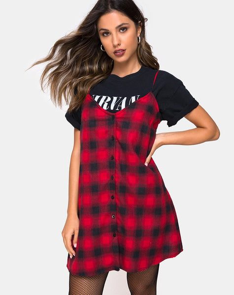 Sanna Slip Dress in Plaid Red Black – motelrocks-com-us