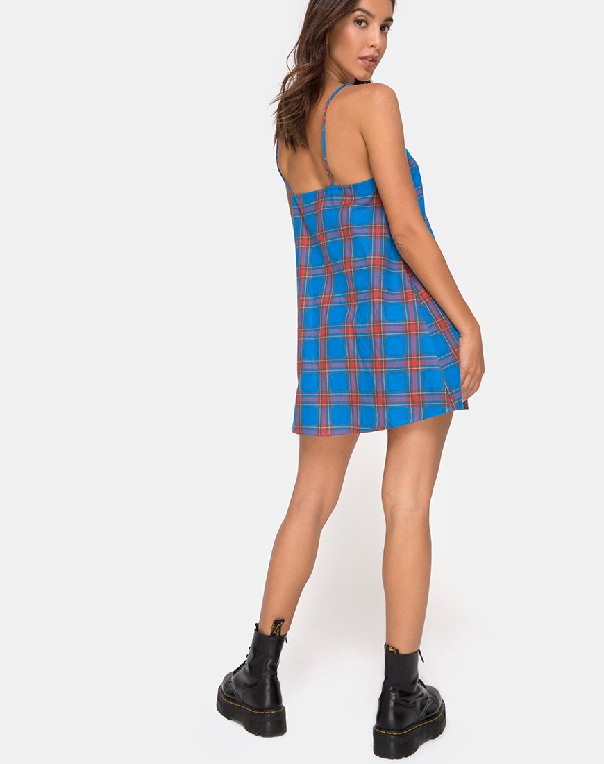 Image of Sanna Slip Dress in Blue and Red Check