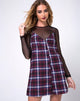 Image of Sanna Slip Dress in Black Red White and Navy Plaid