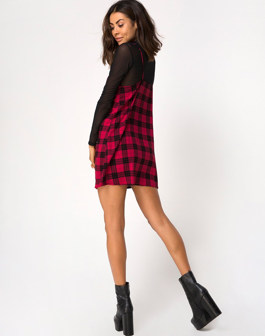 Image of Sanna Dress in Winter Plaid Red and Black