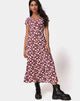 Image of Sanrin Midi Dress in Wild Fleur Maroon