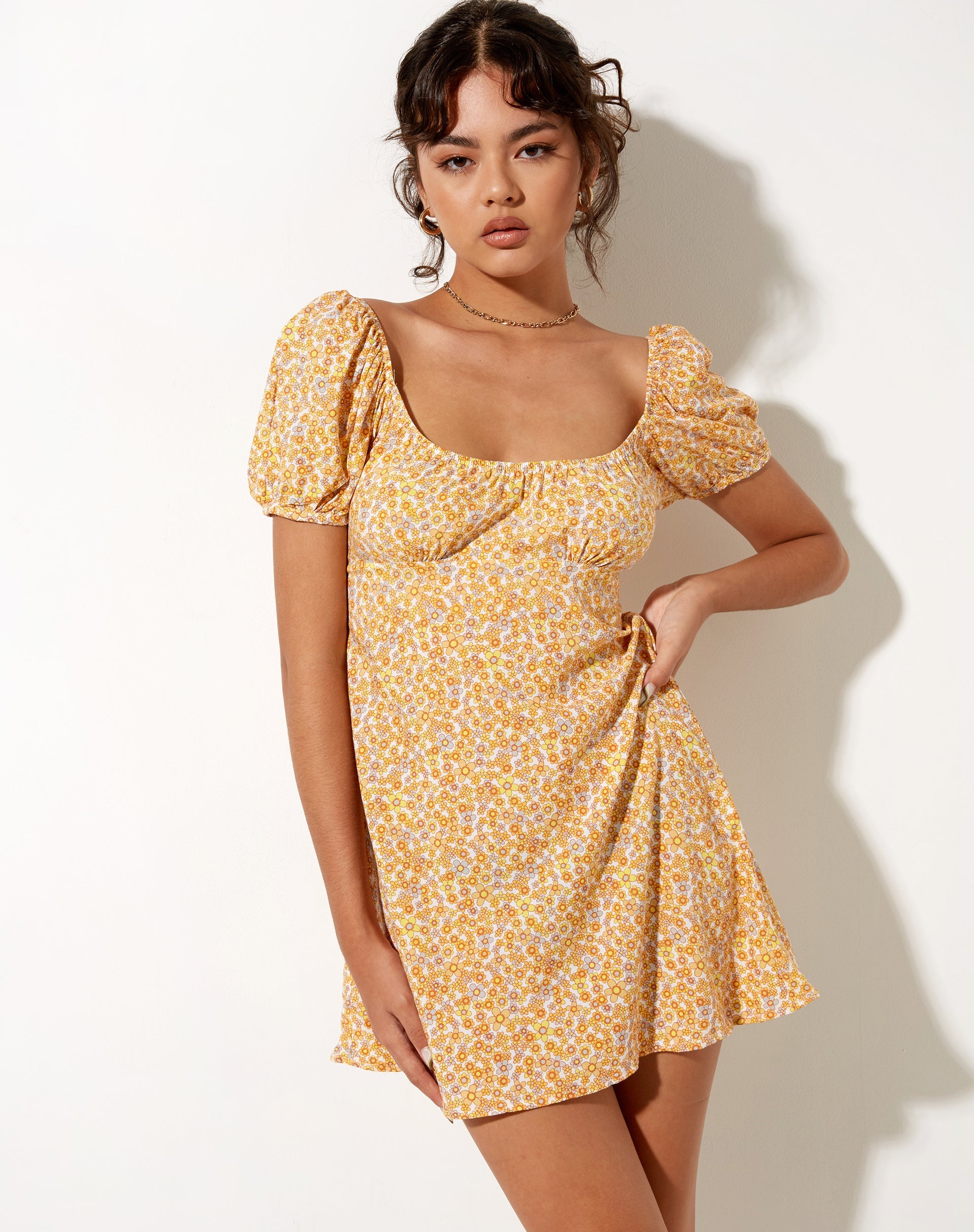 Image of Sasi Mini Dress in Flower Garden Yellow
