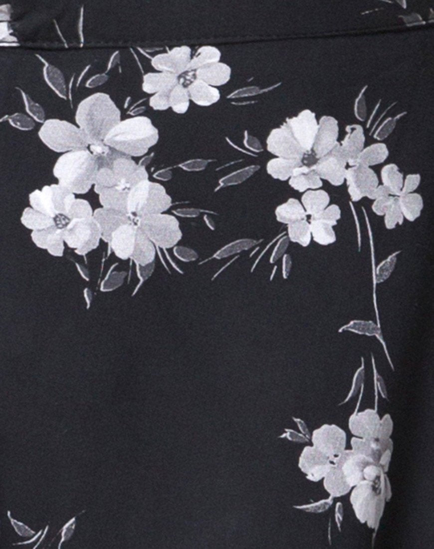 Image of Satha Midi Skirt in Mono Flower Black