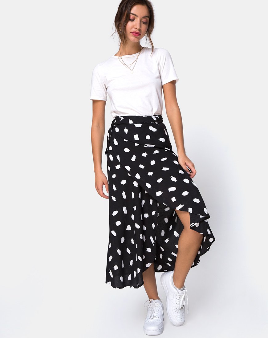 Image of Satha Midi Skirt in Diana Dot Black