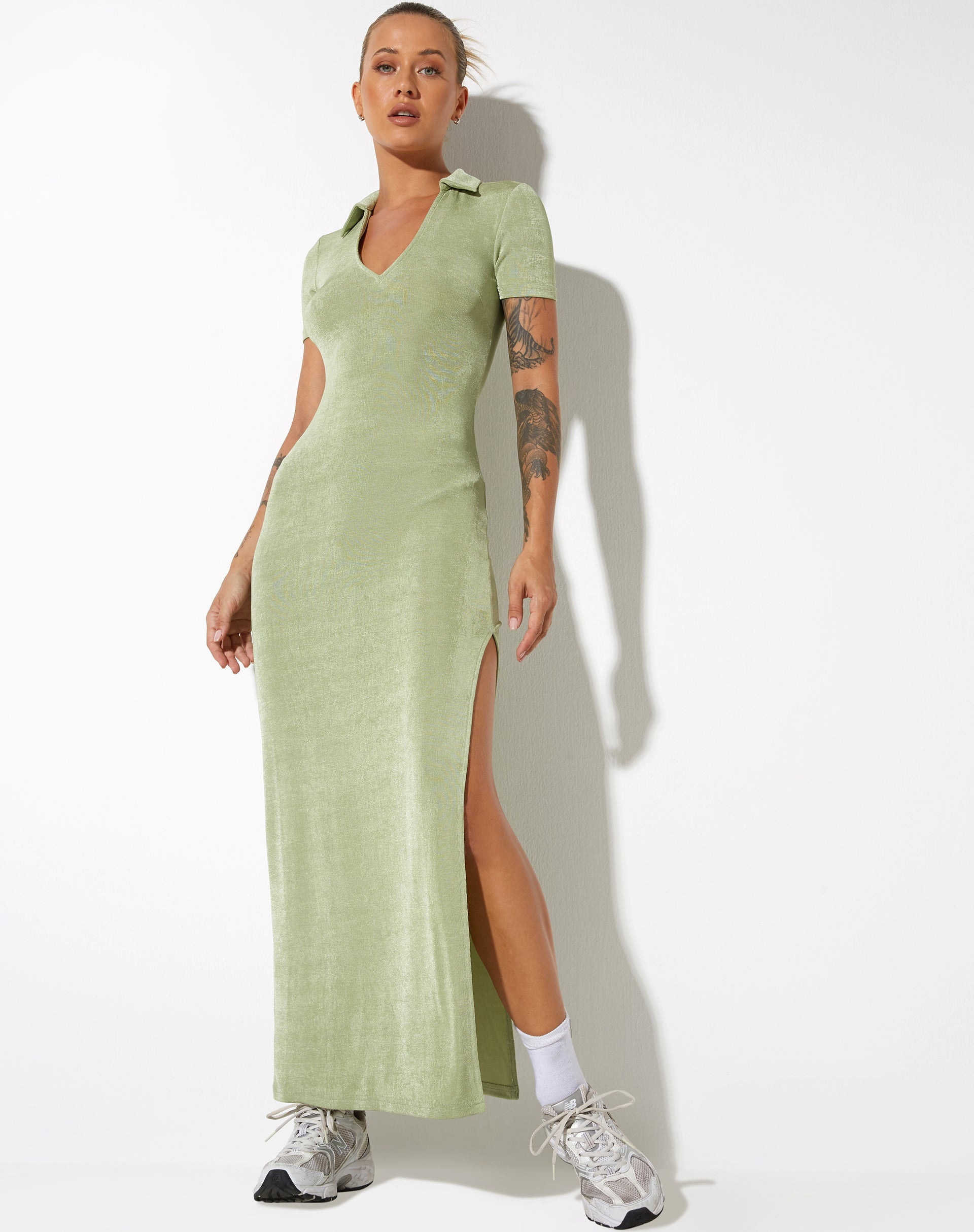 image of Savita Maxi Dress in Crepe Seafoam Green
