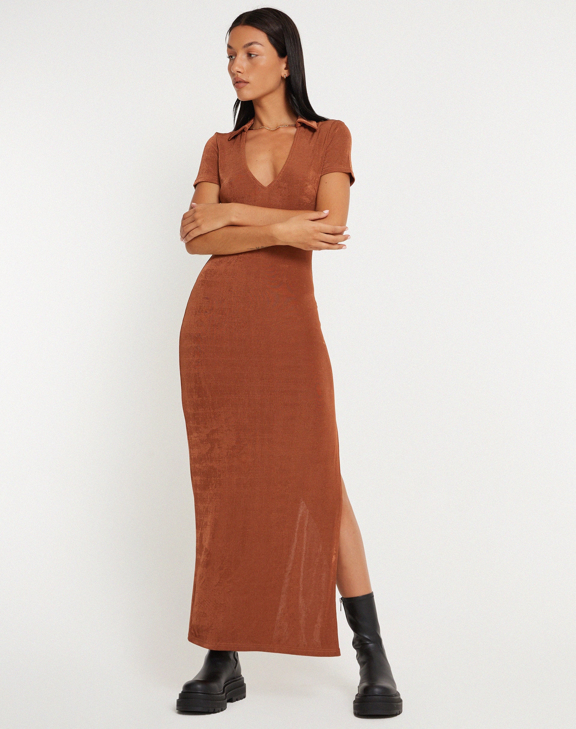 Bronze Brown Short Sleeve Maxi Dress | Savita motelrocks-com-us Bronze Brown Short Sleeve Maxi Dress | Savita motelrocks-com-us