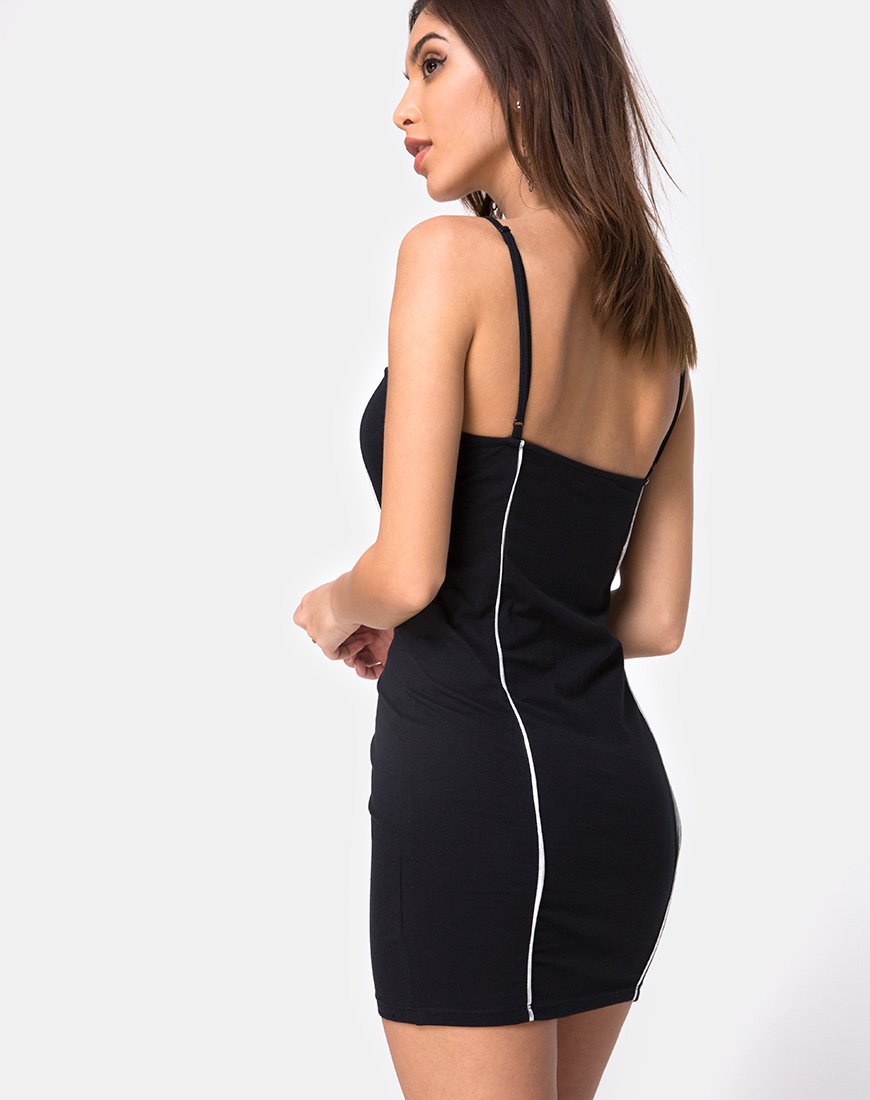 Image of Scosh Bodycon Dress in Black with Piping Line