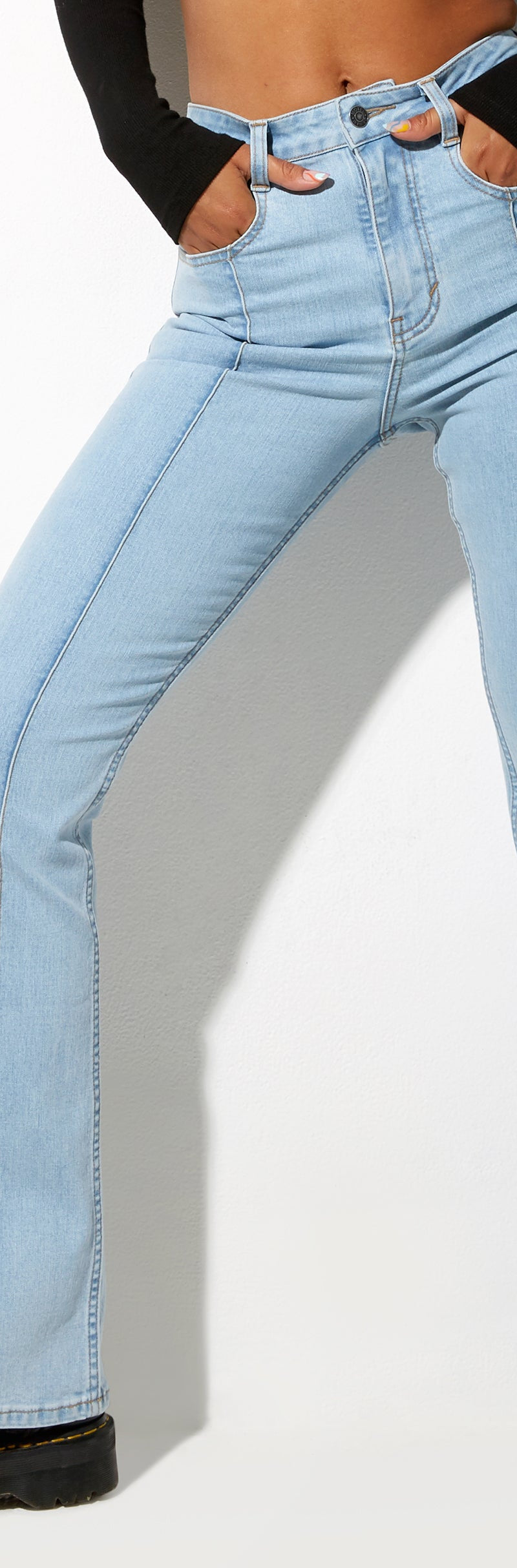 Hidden Premium Light Wash Frayed Seam Flare Jeans