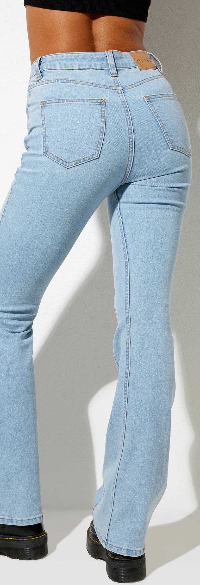 High-Waisted Flare Jeans with Seam Detail
