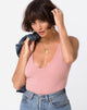 Image of Segina Bodice in Knit Crinkle Rib Pink