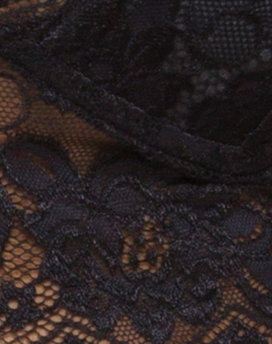 Sejie Bralet Crop in Lace Black