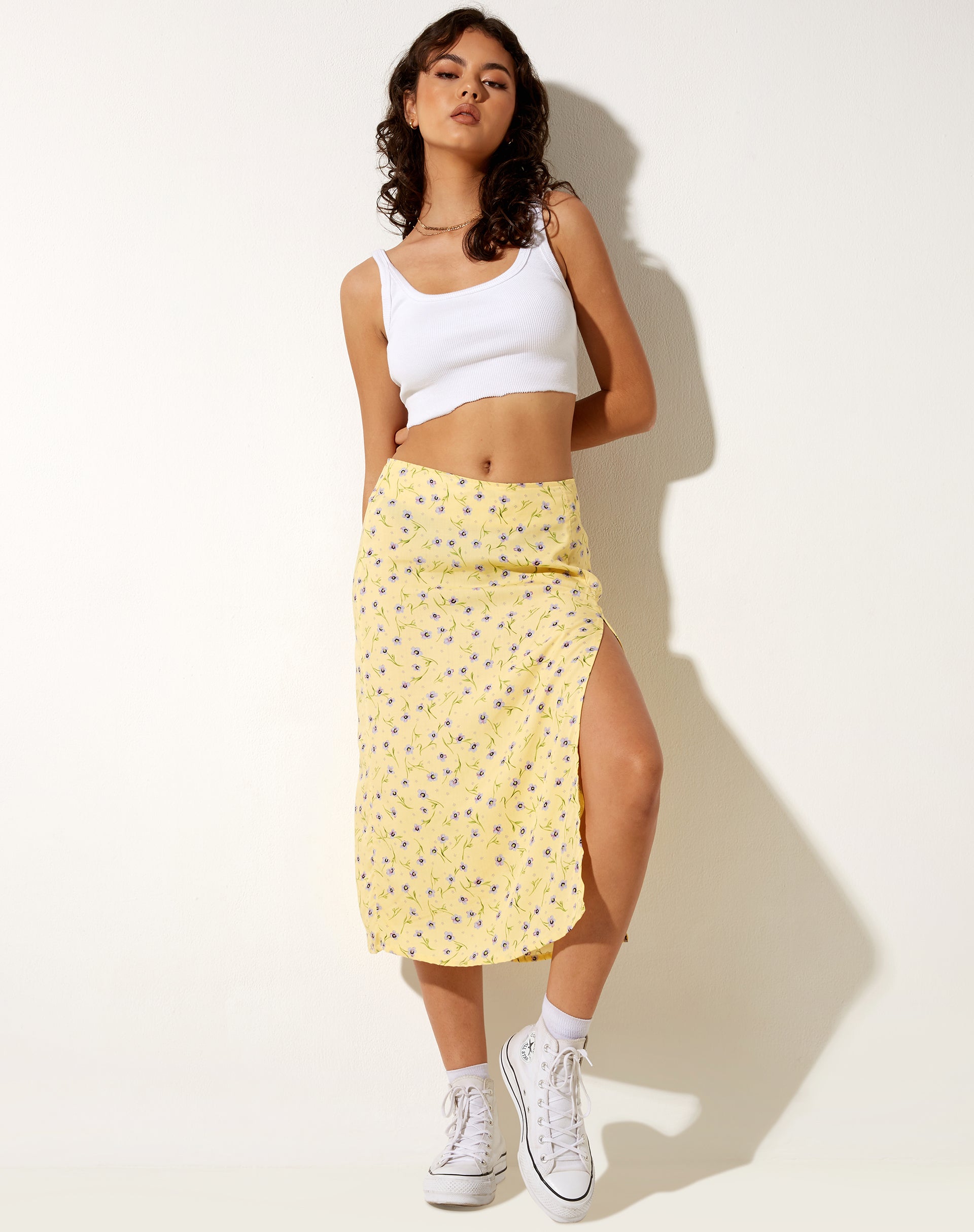 Image of Seko Midi Skirt in Wild Flower Lemon Drop