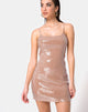 Image of Selah Bodycon Dress in Camel with Clear Sequin