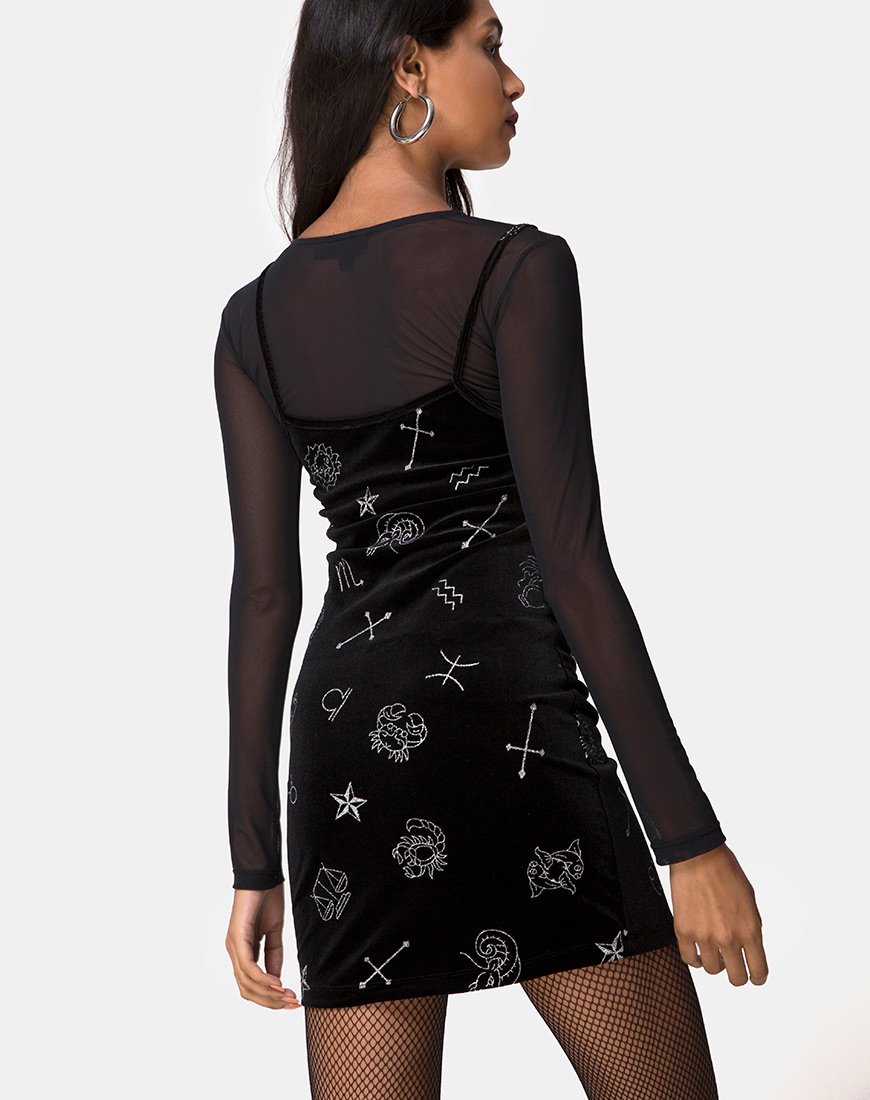 Selah Dress in Black Velvet Medium Astro Glitter