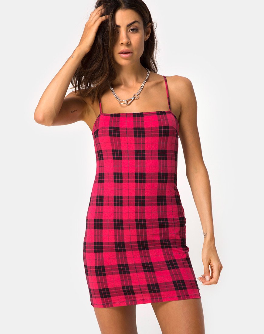 Selah Dress in Winter Plaid Red / Black motelrocks-com-us Selah Dress in Winter Plaid Red / Black motelrocks-com-us