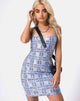 Image of Seleh Bodycon Dress in 90s Check with Clear Sequin