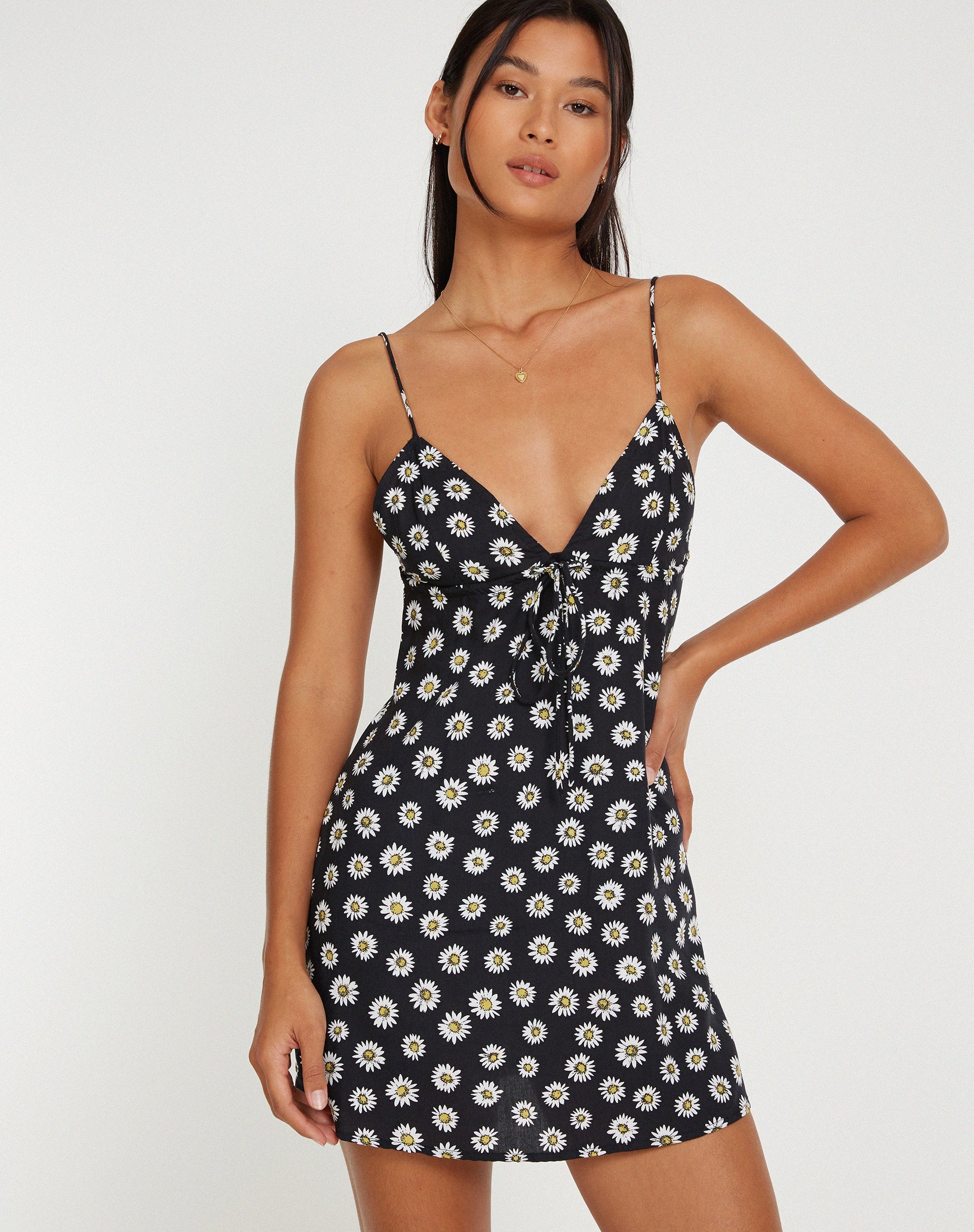 Black Daisy Print Mini Dress | Senora – motelrocks-com-us