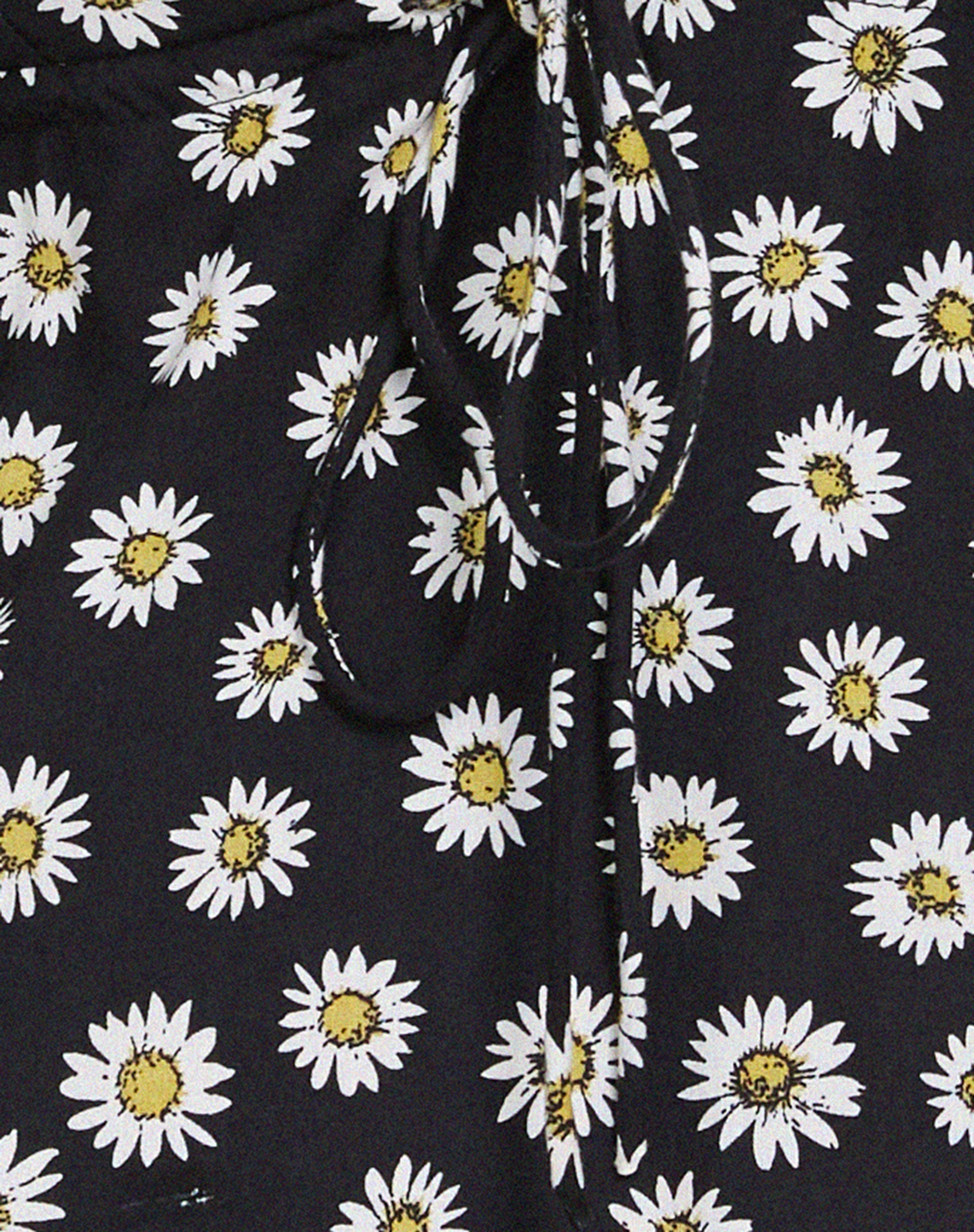 Black Daisy Print Mini Dress
