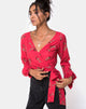 Image of Sepra Wrap Top in Rouge Rose Pink