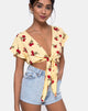 Image of Shae Crop Top in Falling Rose Yellow