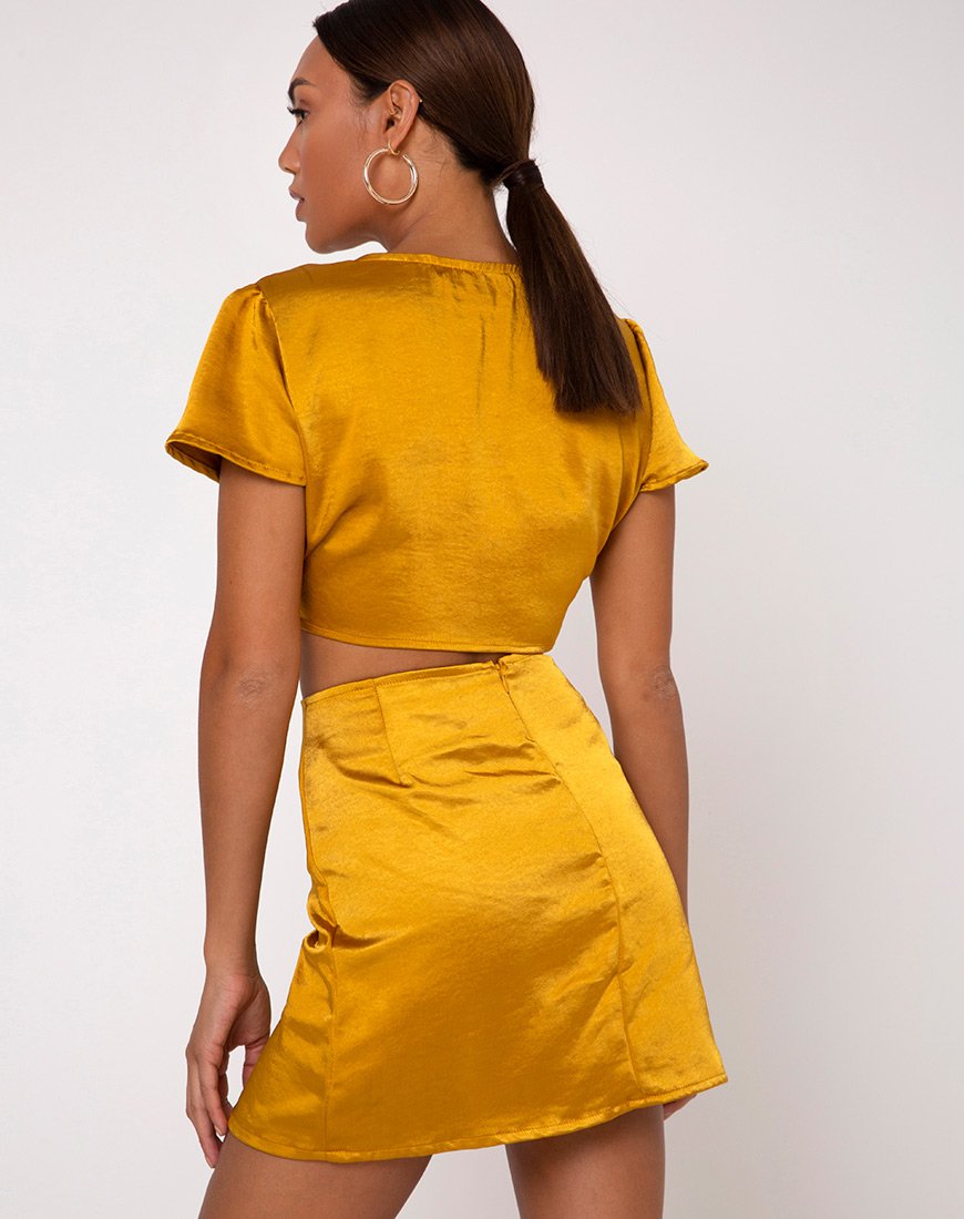 Image of Shenka Mini Skirt in Satin Turmeric