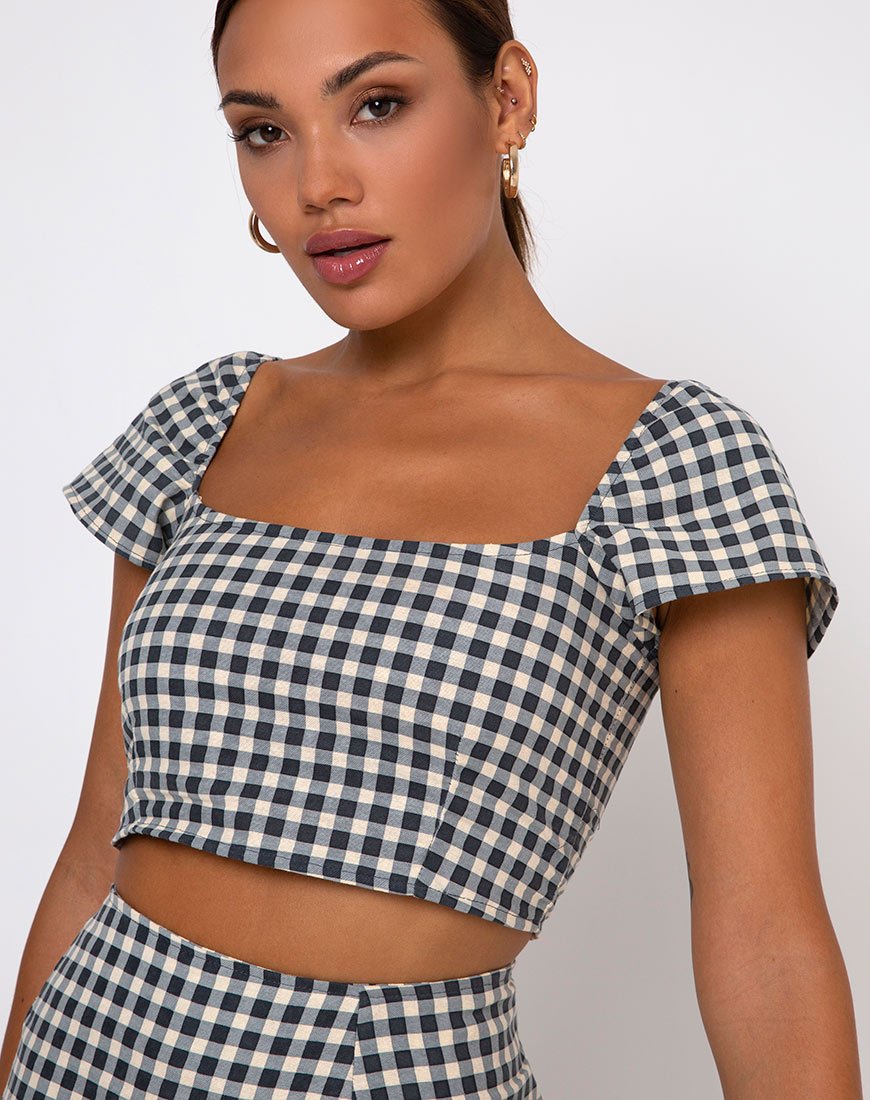 Image of Cindy Crop Top in Gingham Cream