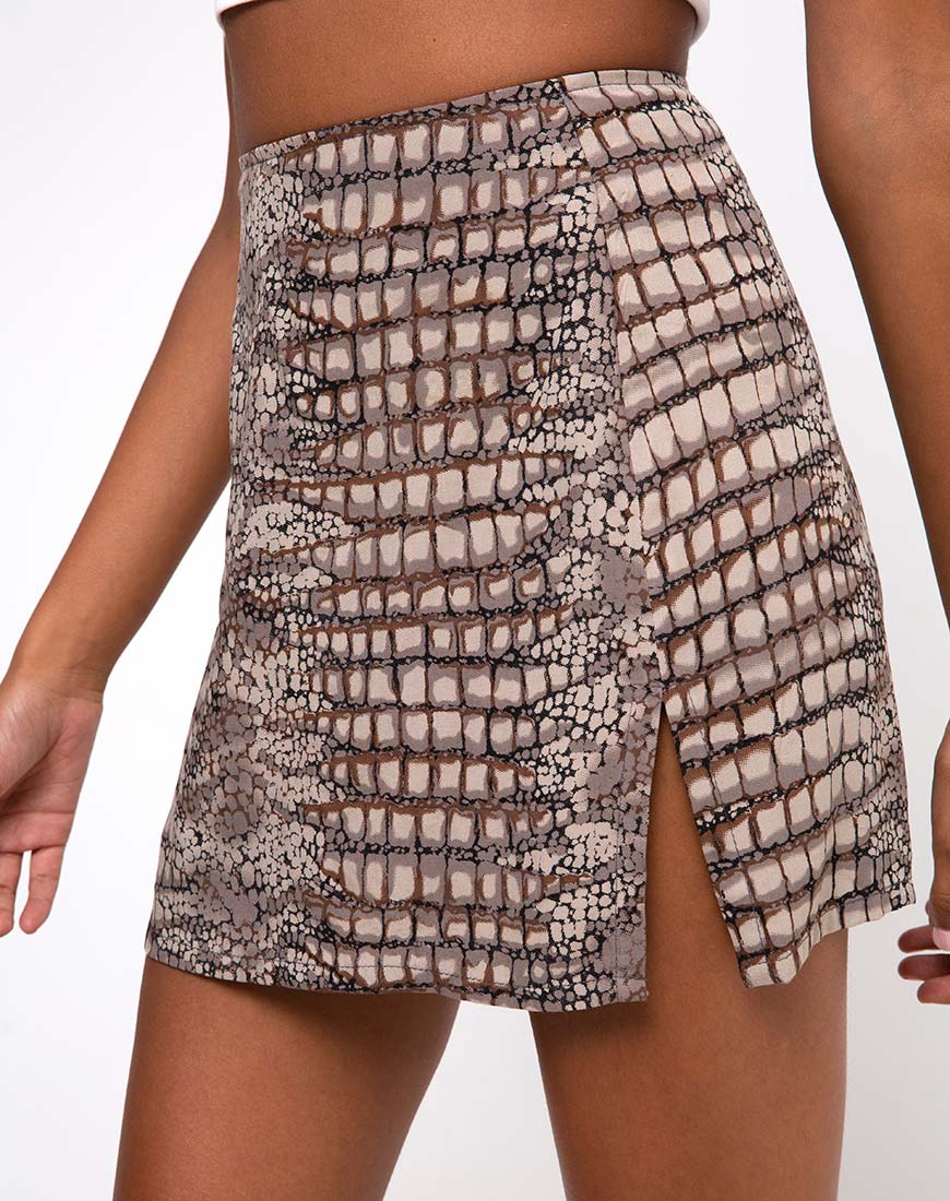Image of Sheny Mini Skirt in Croc Neutral Grey