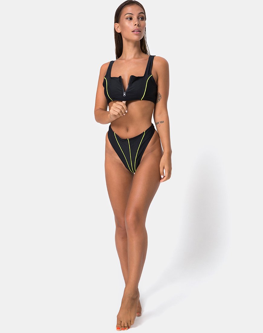 Image of Shielle Bikini Top in Black with Contrast Piping