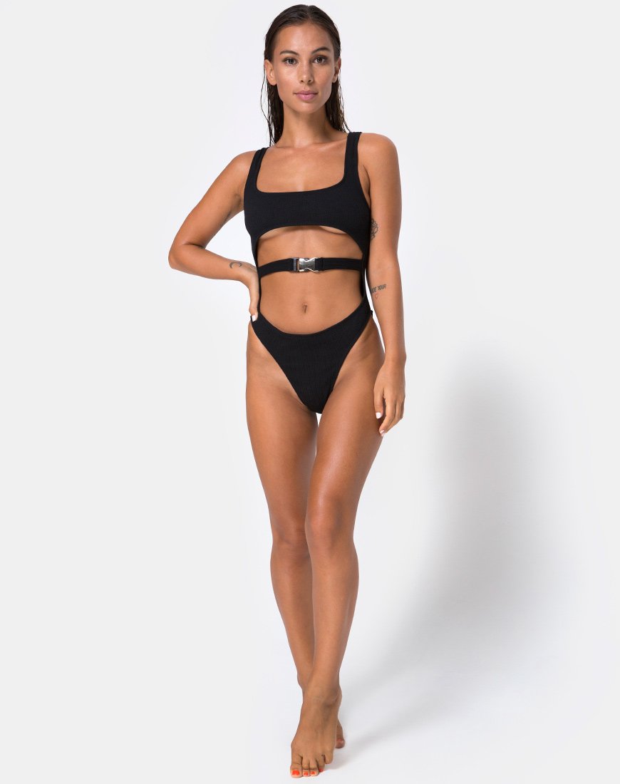 Image of Shila Cutout Swimsuit in Black Buckle