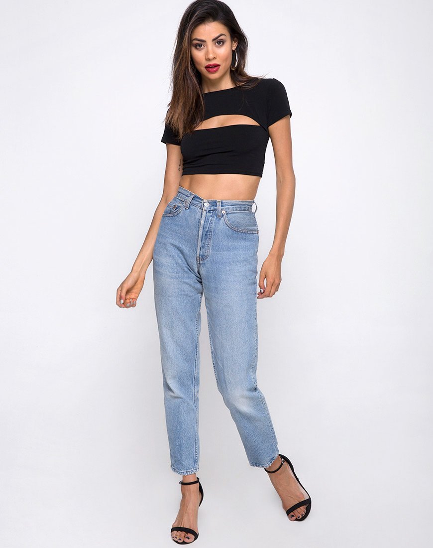 Image of Shim Cutout Crop Top in Black