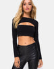 Image of Shimla Cutout Crop Top in Black