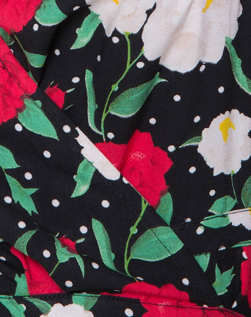 Image of Shon Wrap Top in Polka Rose Black