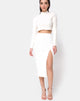 Image of Midi Cheri Split Skirt in Velvet Rib White