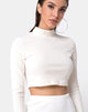 Image of Shureen Crop Top in Velvet Rib White