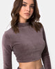 Image of Shureen Crop Top in Mocha Rib Velvet