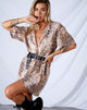 Image of Siare Shirt Dress in Crinkle Sand Leopard