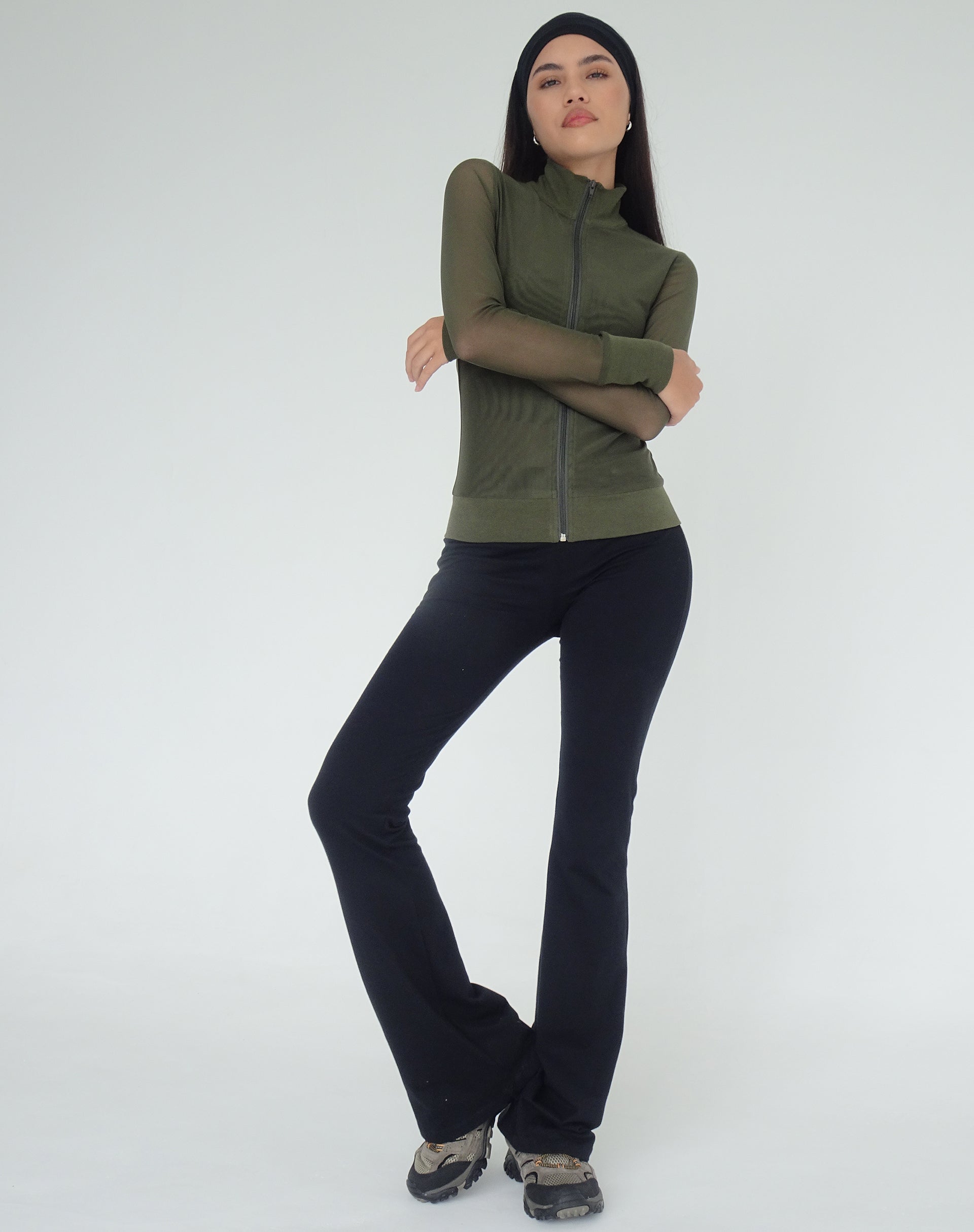 Image of Signe Regular Bootcut Tailored Trousers in Lycra Black