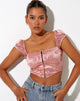 Image of Silicia Corset Top in Rose Flock Pale Pink