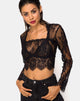 Image of Sinhor Crop Top in Lace Black