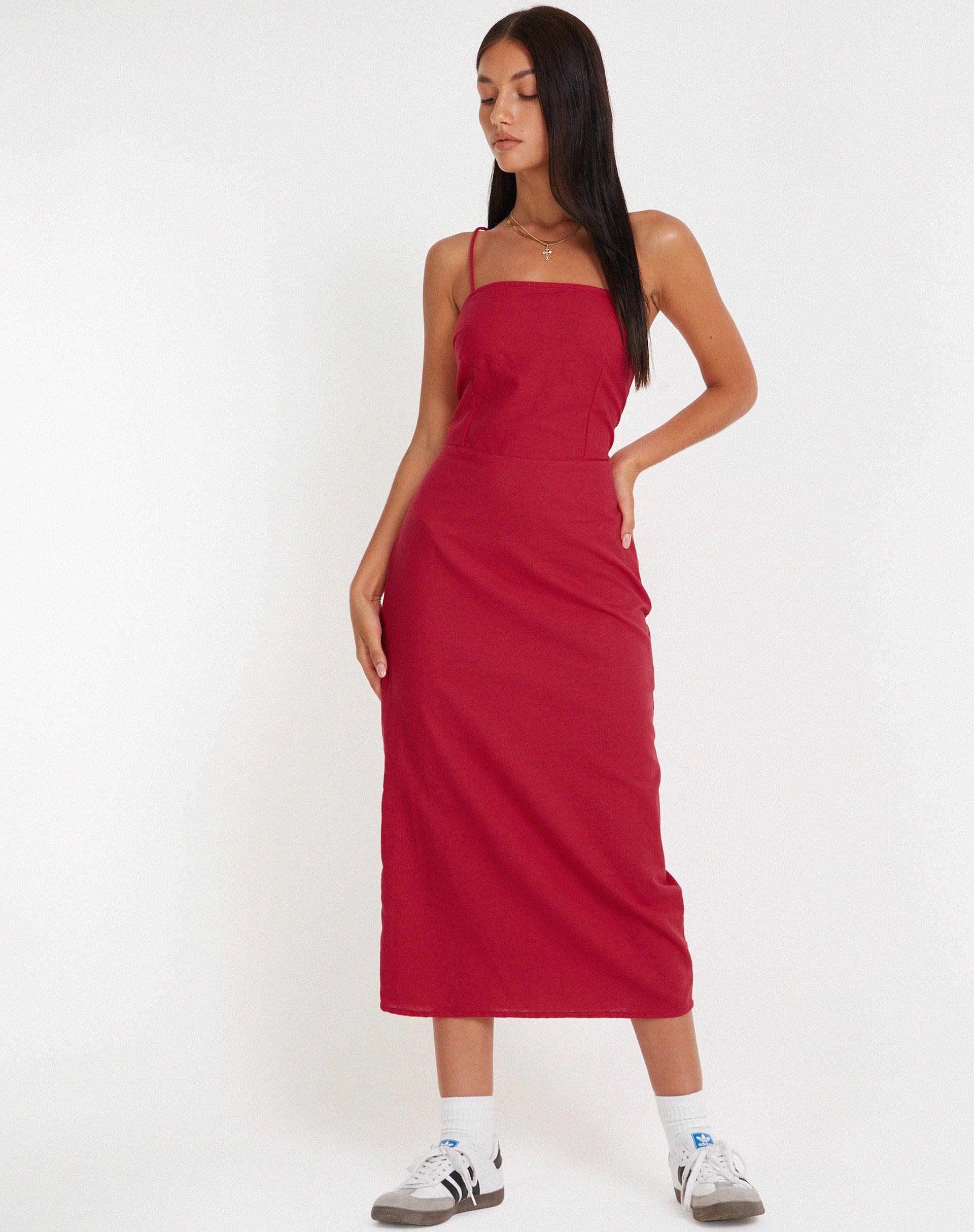 image of Sky Midi Dress in Tango Red