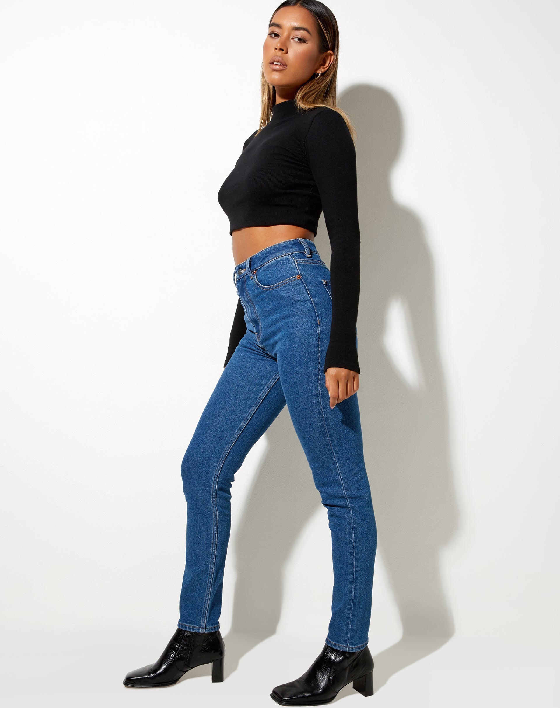 Slim Leg Indigo Blue Denim Trouser | Slim Jean – motelrocks-com-us