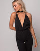 Image of Sloan Plunge Bodice in Satin Black