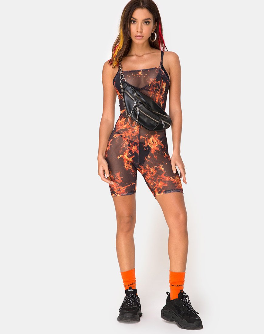 Image of Solina Unitard in Fire Mesh