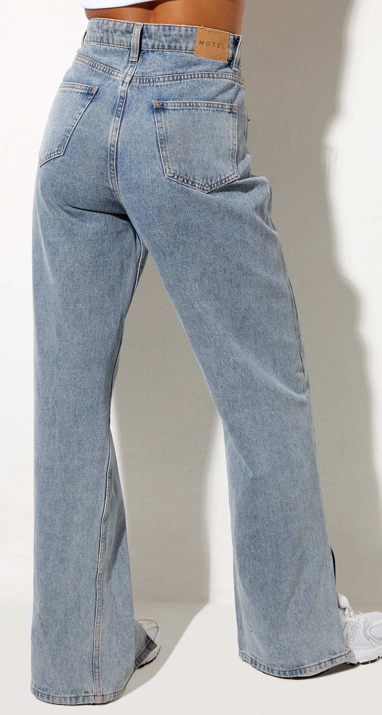 Light Blue Wide Leg Split Hem Jeans | Parallel – motelrocks-com-us