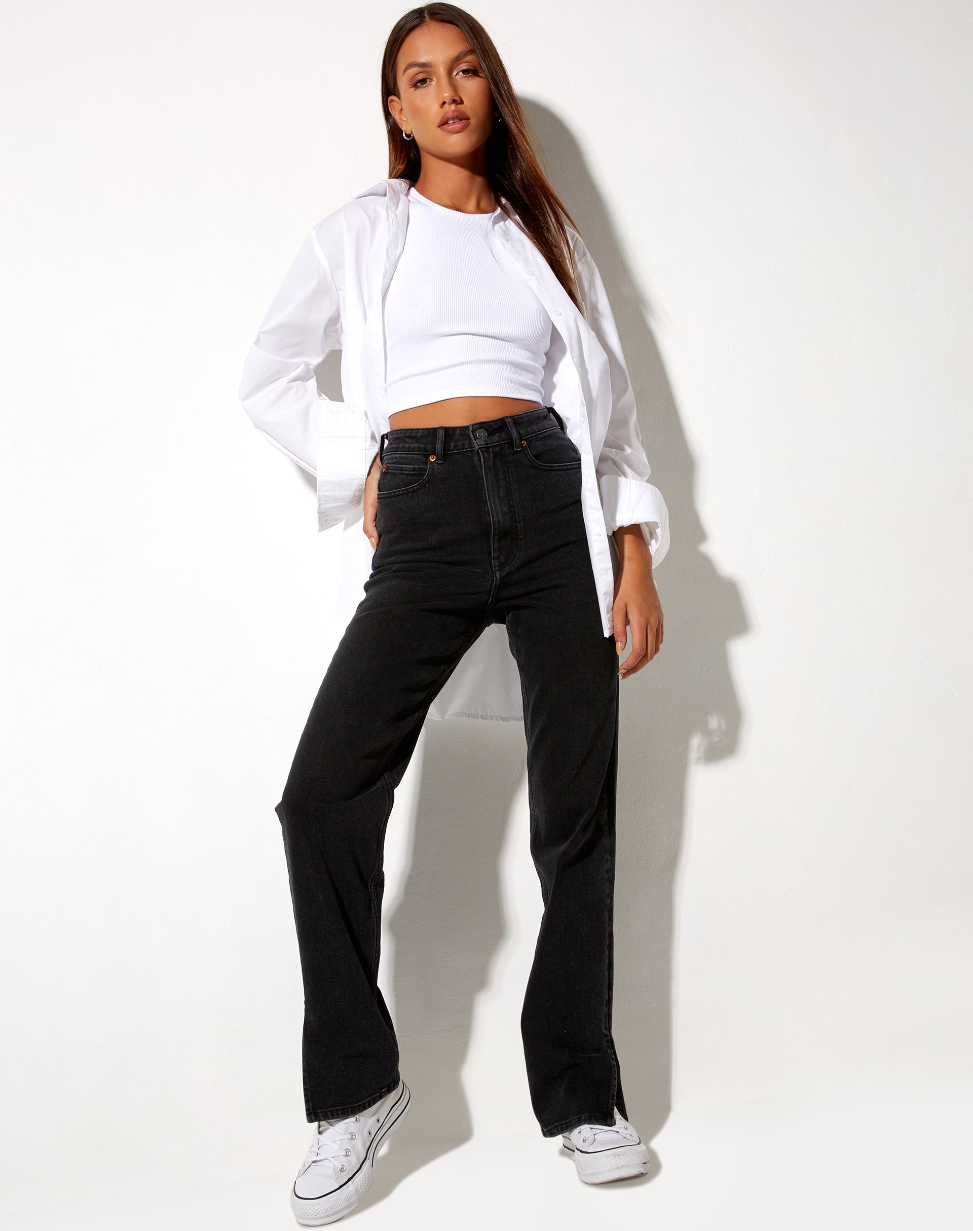 Black High Waisted Straight Jeans | Straight Leg – motelrocks-com-us