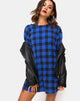 Image of Sunny Kiss T Shirt Dress in Tartan Blue