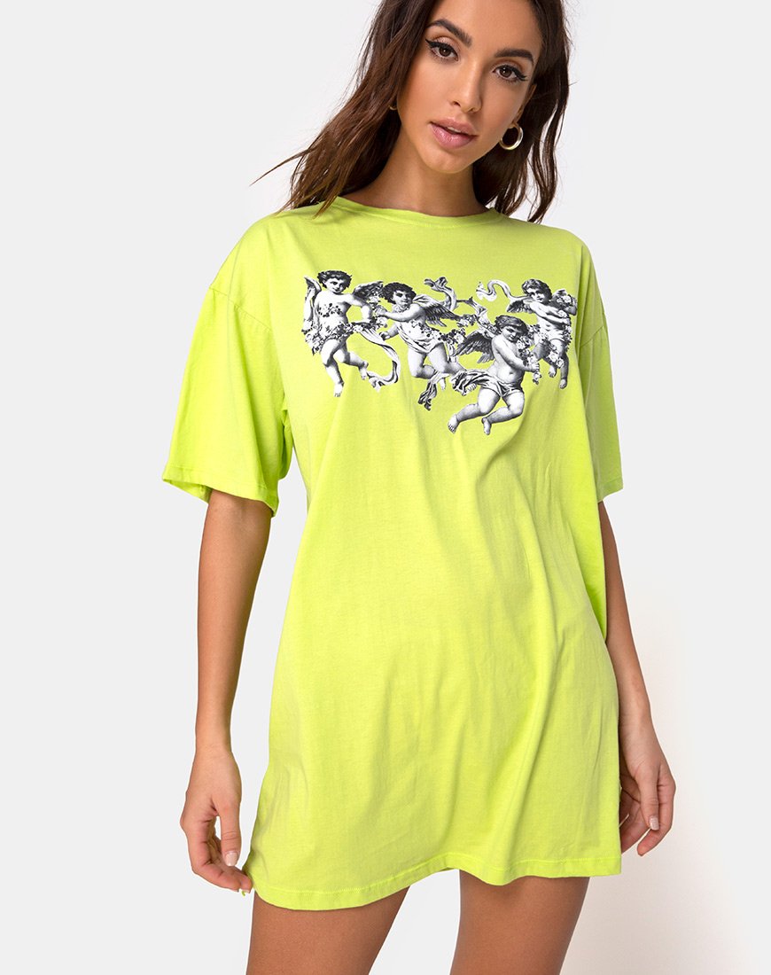Image of Sunny Kiss Tee in Lime with Cherub